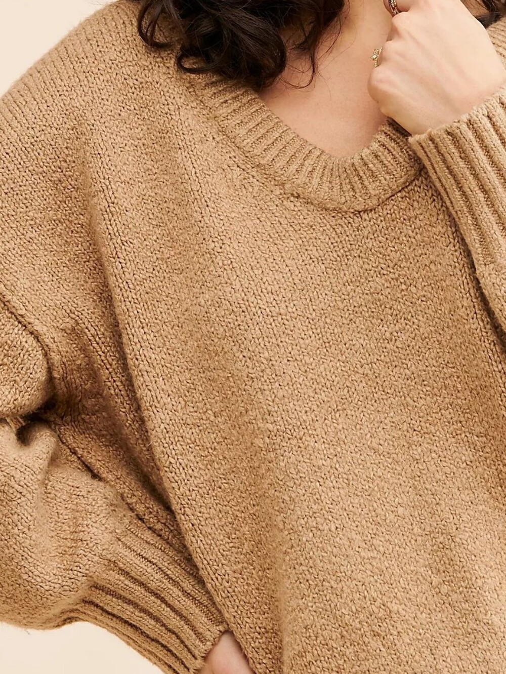 AWESOME! FREE PEOPLE CAMEL*BROOKSIDE* OVERSIZED SWEATER-L - Picture 9 of 9